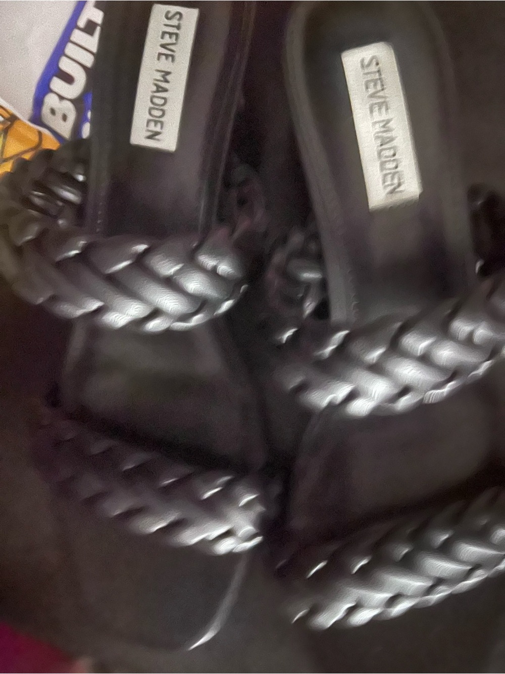 Steve Madden Black Braided Double-Strap Block Heel Mules slide on slip 8.5 - Picture 2 of 3